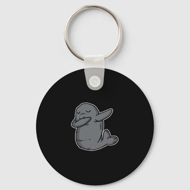 Funny Dabbing Dugong Dab Dance Manatee Lover Gift Key Ring (Front)