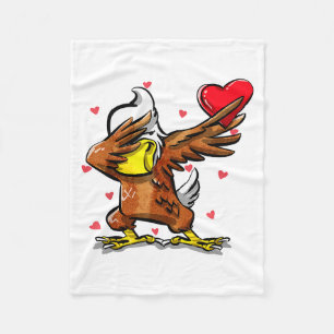 Funny Dabbing Eagle Heart Valentines Day Gift Boys Fleece Blanket