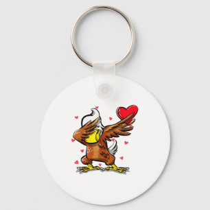 Funny Dabbing Eagle Heart Valentines Day Gift Boys Key Ring