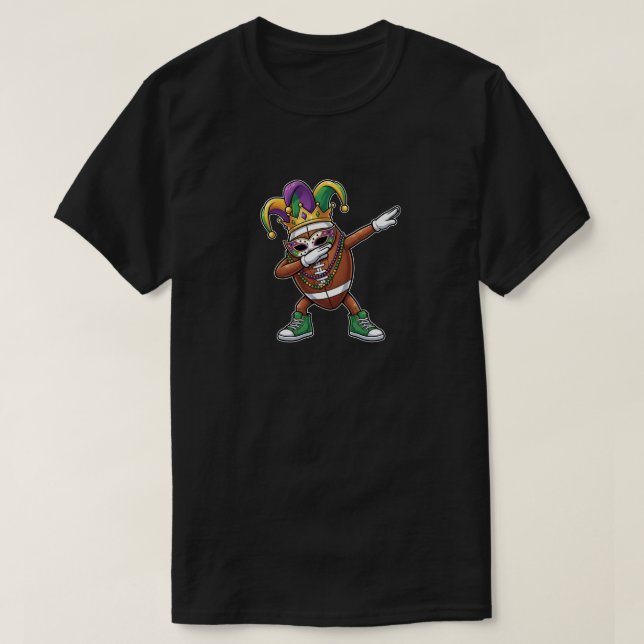 Funny Dabbing football Ball Mardi Gras Jester Hat  T-Shirt (Design Front)