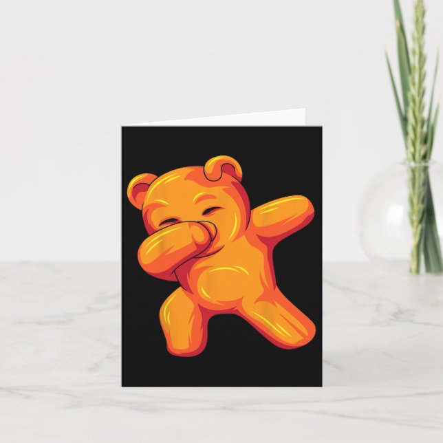 Funny Dabbing Gummy Bear Dancing Gummy Bear Birthd Card (Front)