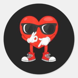 Funny Dabbing Heart Valentines Day 67 Six Seven Lo Classic Round Sticker