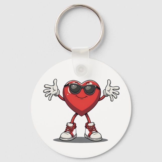 Funny Dabbing Heart Valentine's Key Ring (Front)