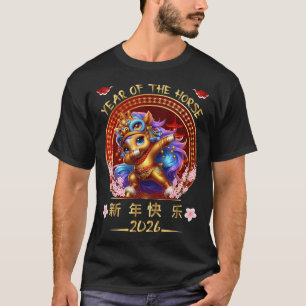 Funny Dabbing Horse Chinese Zodiac Year Of The Hor T-Shirt