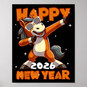 Funny Dabbing Horse Happy Lunar New Year 2026 Year Poster