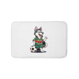 Funny Dabbing Husky Dog Kenya Football - Kenyan Fl Bath Mat