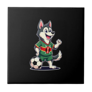 Funny Dabbing Husky Dog Kenya Football - Kenyan Fl Ceramic Tile