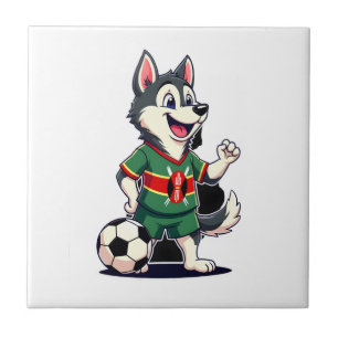 Funny Dabbing Husky Dog Kenya Football - Kenyan Fl Ceramic Tile