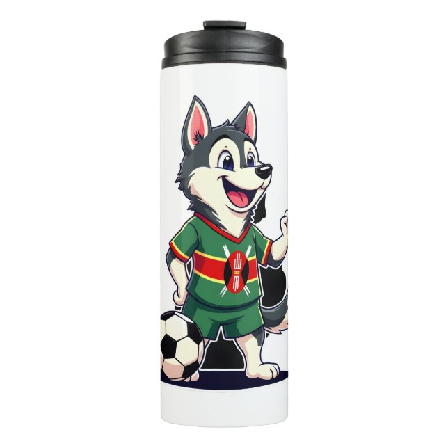 Funny Dabbing Husky Dog Kenya Football - Kenyan Fl Thermal Tumbler (Front)