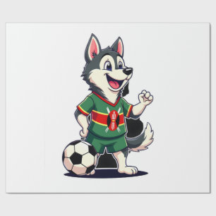 Funny Dabbing Husky Dog Kenya Football - Kenyan Fl Wrapping Paper