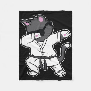 Funny Dabbing Karate Cat For Karate Girls Fleece Blanket