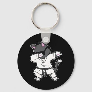 Funny Dabbing Karate Cat For Karate Girls Key Ring