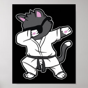 Funny Dabbing Karate Cat For Karate Girls Poster