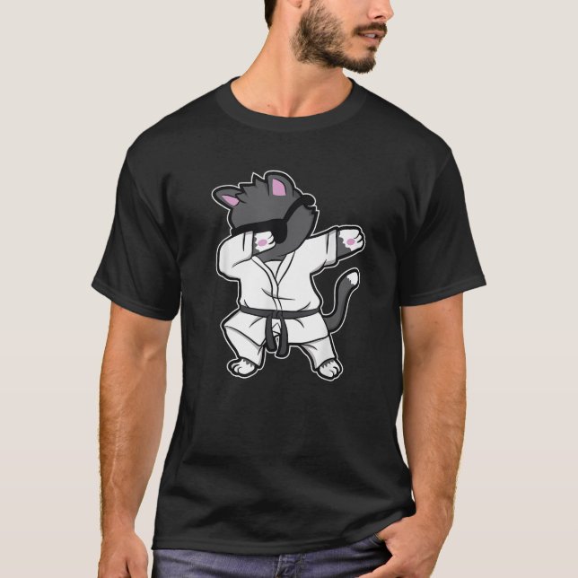 Funny Dabbing Karate Cat  For Karate Girls  T-Shirt (Front)