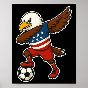 Funny Dabbing Ld Eagle Usa Soccer - Usa Flag Socce Poster