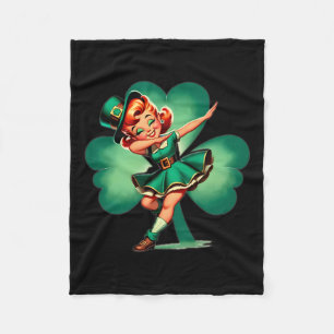 Funny Dabbing Leprechaun Vintage St Patricks Day Fleece Blanket