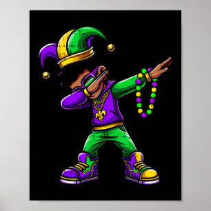 Funny Dabbing Mardi Gras For Black Boy Outfit Jest Poster