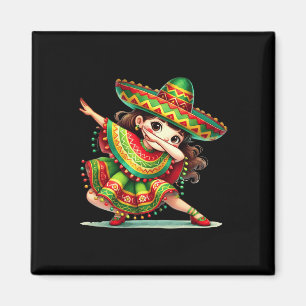 Funny Dabbing Mexican Girls Cinco De Mayo Poncho S Magnet