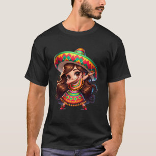 Funny Dabbing Mexican Girls Cinco de Mayo Poncho S T-Shirt