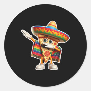 Funny Dabbing Mexican Pizza Dance Food Lover Gradu Classic Round Sticker