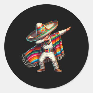 Funny Dabbing Mexican Poncho Sombrero Cinco De May Classic Round Sticker