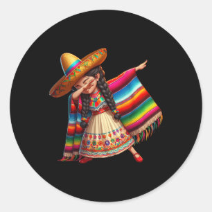 Funny Dabbing Mexican Poncho Sombrero Cinco De May Classic Round Sticker
