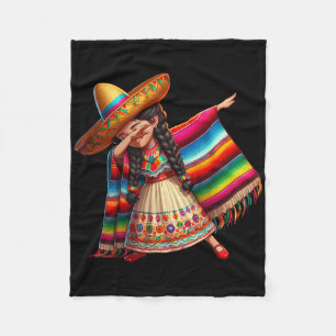 Funny Dabbing Mexican Poncho Sombrero Cinco De May Fleece Blanket