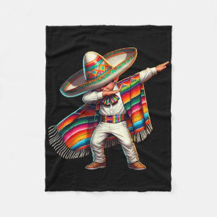 Funny Dabbing Mexican Poncho Sombrero Cinco De May Fleece Blanket