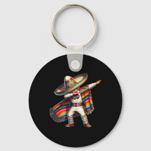 Funny Dabbing Mexican Poncho Sombrero Cinco De May Key Ring