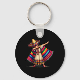 Funny Dabbing Mexican Poncho Sombrero Cinco De May Key Ring