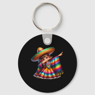 Funny Dabbing Mexican Poncho Sombrero Cinco De May Key Ring