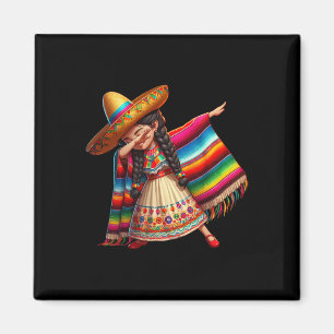 Funny Dabbing Mexican Poncho Sombrero Cinco De May Magnet