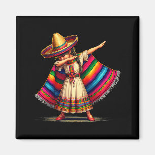 Funny Dabbing Mexican Poncho Sombrero Cinco De May Magnet