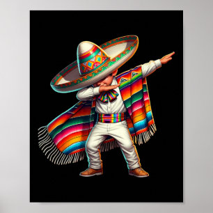 Funny Dabbing Mexican Poncho Sombrero Cinco De May Poster