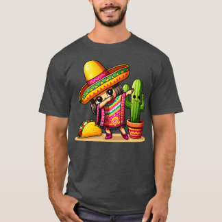 Funny Dabbing Mexican Poncho Sombrero girl boy T-Shirt
