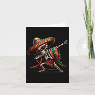 Funny Dabbing Mexican Skeleton Poncho Cinco De May Card