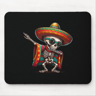 Funny Dabbing Mexican Skeleton Poncho Cinco De May Mouse Pad