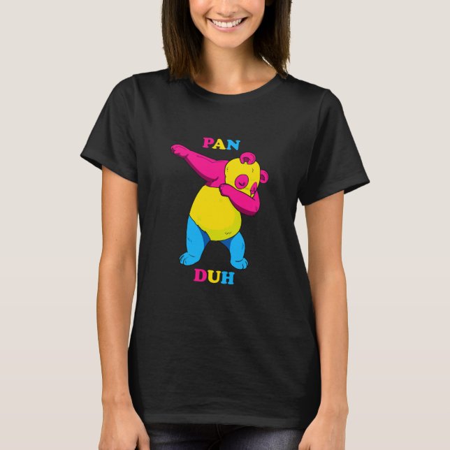 Funny Dabbing Pan Duh Panda Pansexual Pride Flag L T-Shirt (Front)