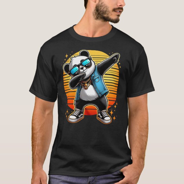 Funny Dabbing Panda Wearin a Sunglasses Panda Bear T-Shirt (Front)