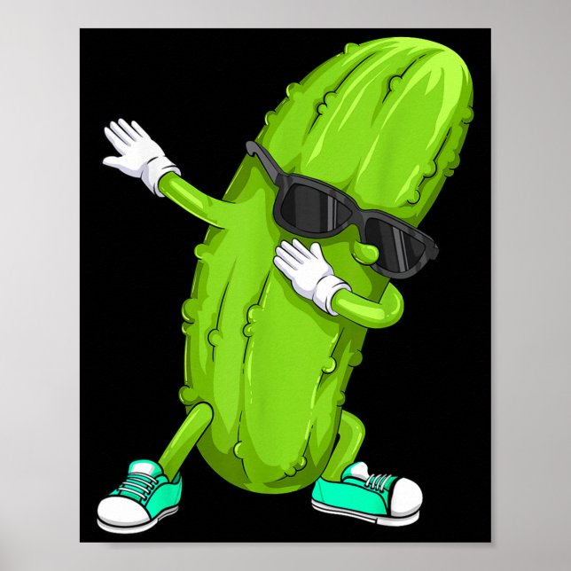 Funny dabbing pickle gift _ cute dancing cucumber poster (Front)