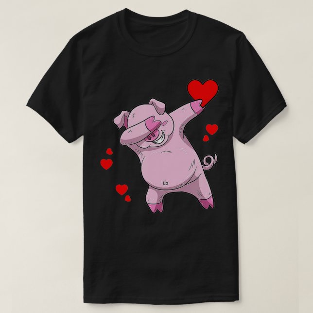 Funny Dabbing Pig Heart-Valentine's Day presents  T-Shirt (Design Front)