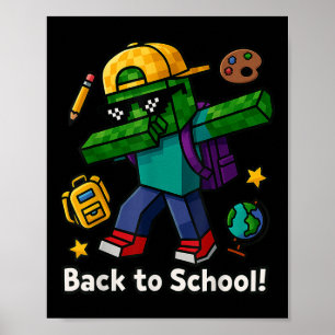 Funny Dabbing Pixel Gamer Back To School Kids Boys Poster