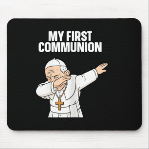 Funny Dabbing Pope My First Communion Gift Tee Mouse Pad