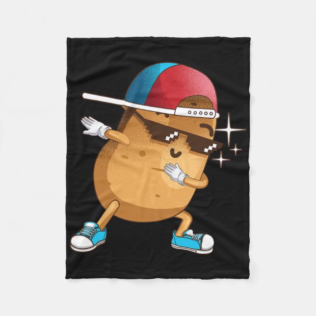 Funny Dabbing Potato Gift Cool Dancing Spuds Hip-h Fleece Blanket (Front)
