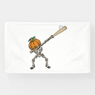 Funny Dabbing Pumpkin Head Baseball Gift Idea Banner