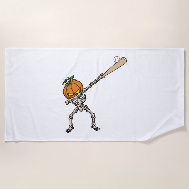 Funny Dabbing Pumpkin Head Baseball Gift Idea Beach Towel (Front)