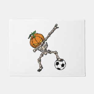 Funny Dabbing Pumpkin Head Soccer Gift Idea Doormat