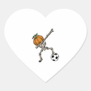 Funny Dabbing Pumpkin Head Soccer Gift Idea Heart Sticker