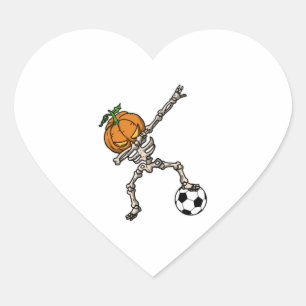 Funny Dabbing Pumpkin Head Soccer Gift Idea Heart Sticker