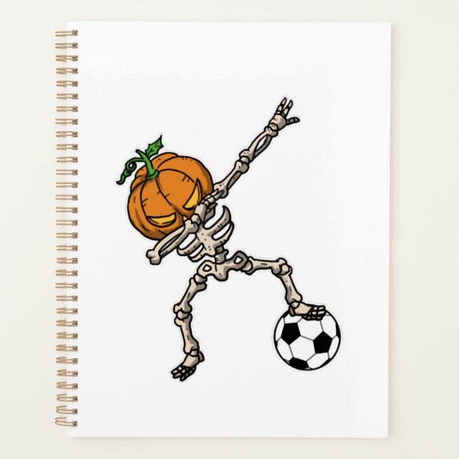 Funny Dabbing Pumpkin Head Soccer Gift Idea Planner (Front)